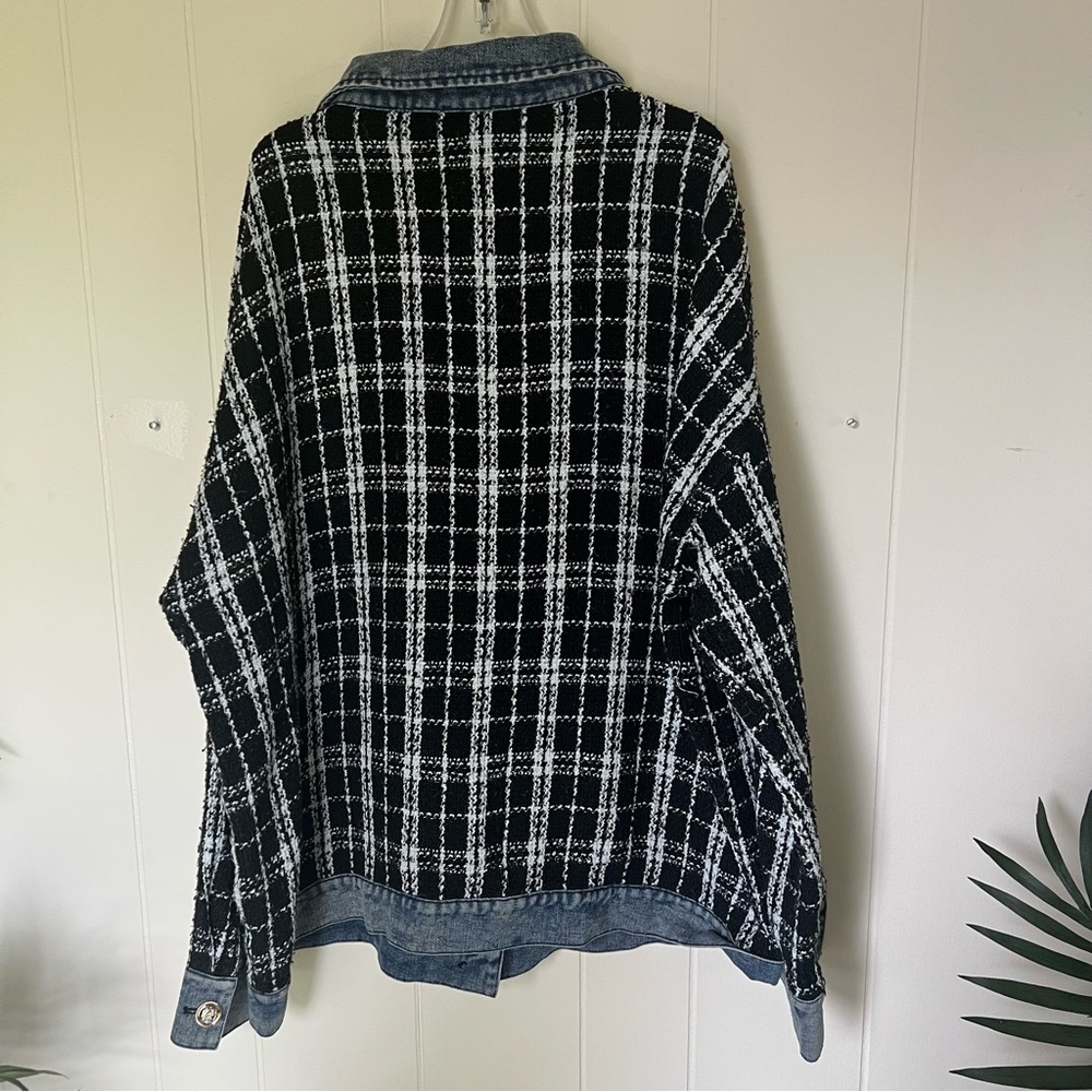 Oddi Women's Black and White Plaid denim style jacket size 2XL - Picture 5 of 5